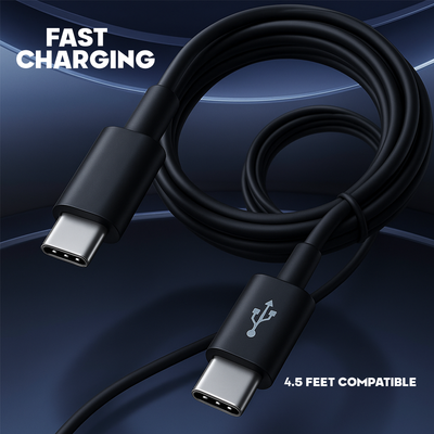Fast Charging Cable Type-C to Type-C (Imported) – 4.5 Feet Compatible with Android & iPhone (via Type-C port)