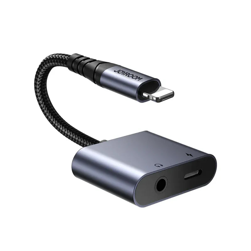 2-in-1 Audio Adapter Joyroom SY-L01  (Lightning to 3.5mm+Lightning)-Black