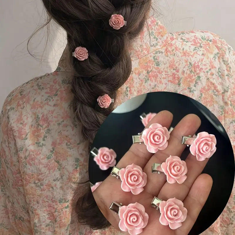Pink Rose Hair Pins (10)