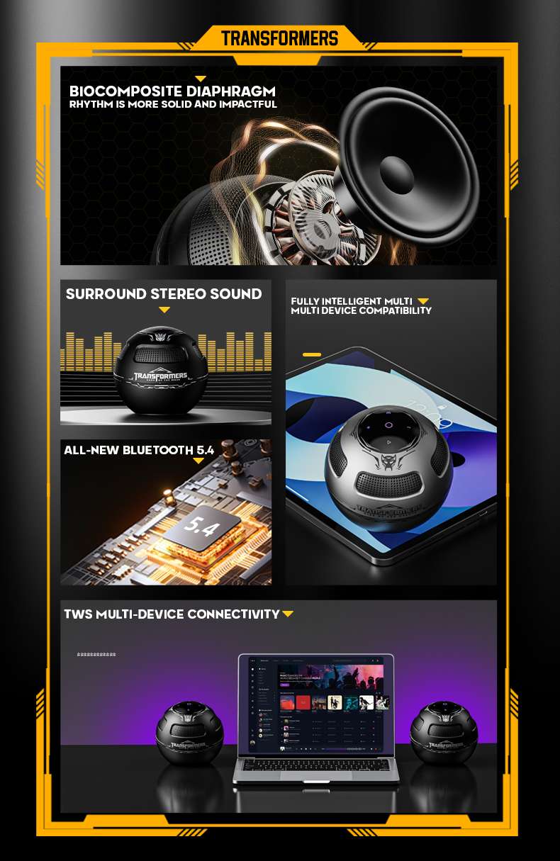 TF-Y17 Bluetooth 5.4 Speaker – Mech-Inspired Design with Stand | Deep Bass | Touch Interface