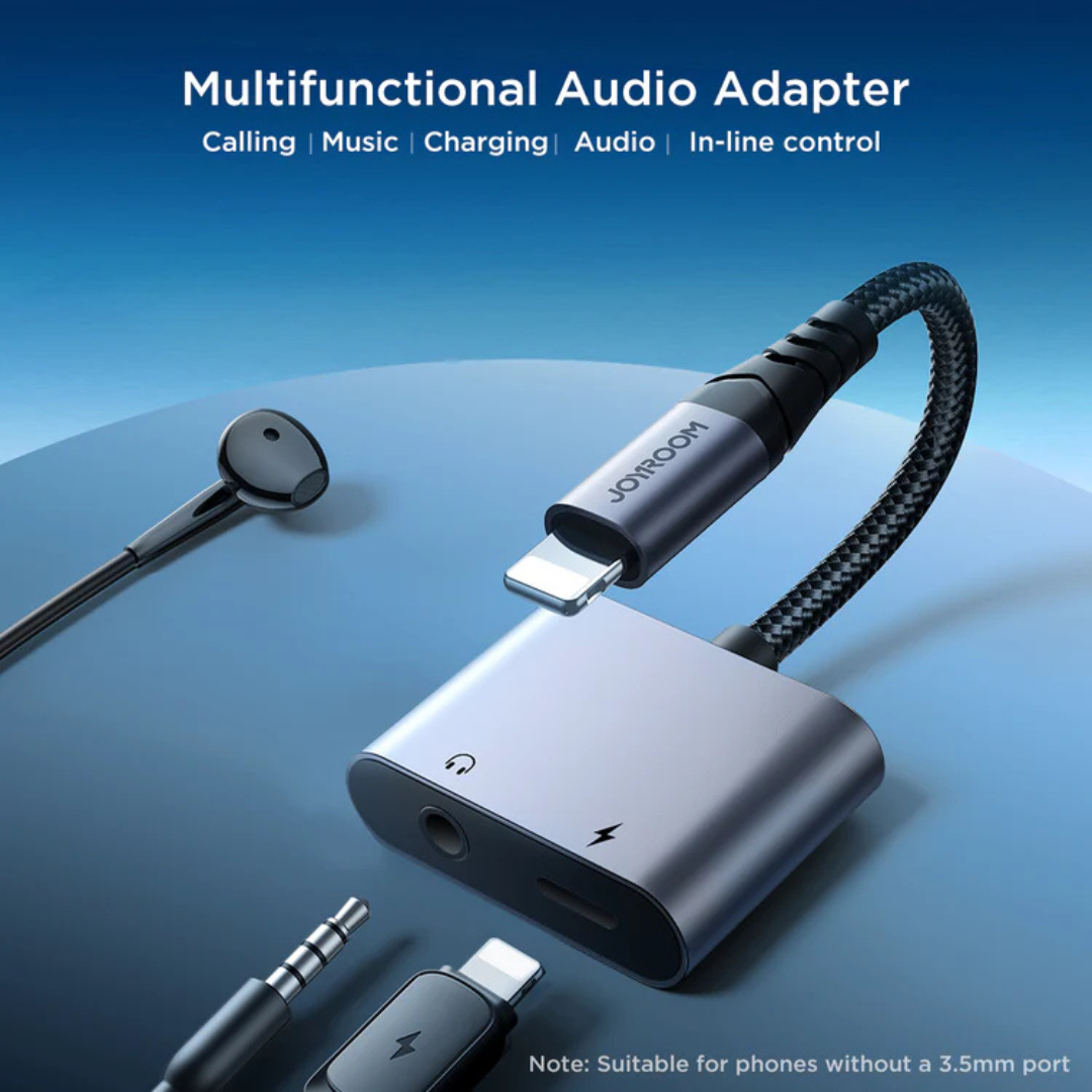 2-in-1 Audio Adapter Joyroom SY-L01  (Lightning to 3.5mm+Lightning)-Black