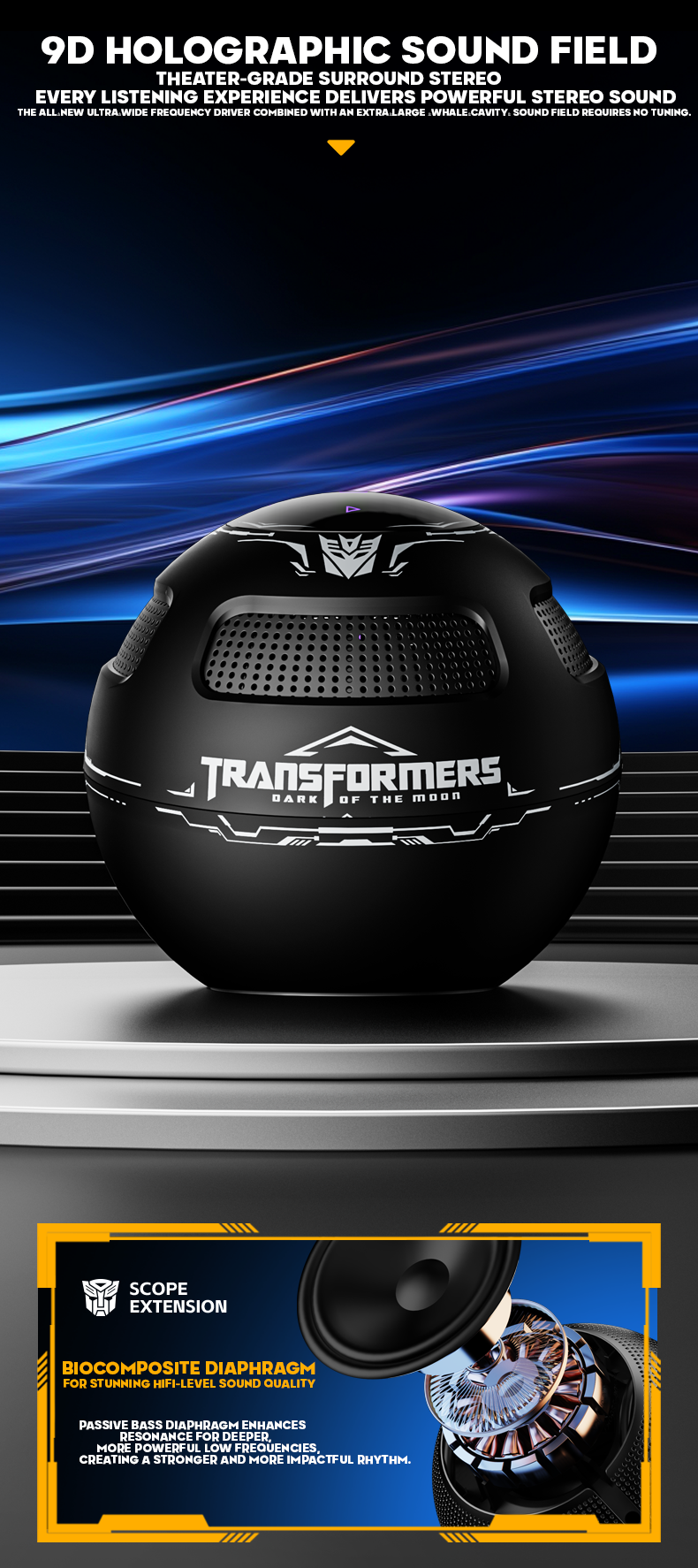 TF-Y17 Bluetooth 5.4 Speaker – Mech-Inspired Design with Stand | Deep Bass | Touch Interface