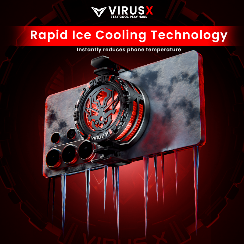 VIRUS X Cooling Fan – Gaming Cooler for Android & iPhone - PUBG | COD | Free Fire