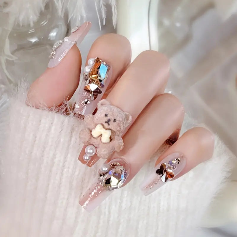 Teddy Glam Nails