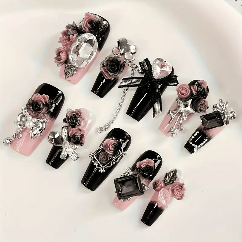 Dark Bloom Nails