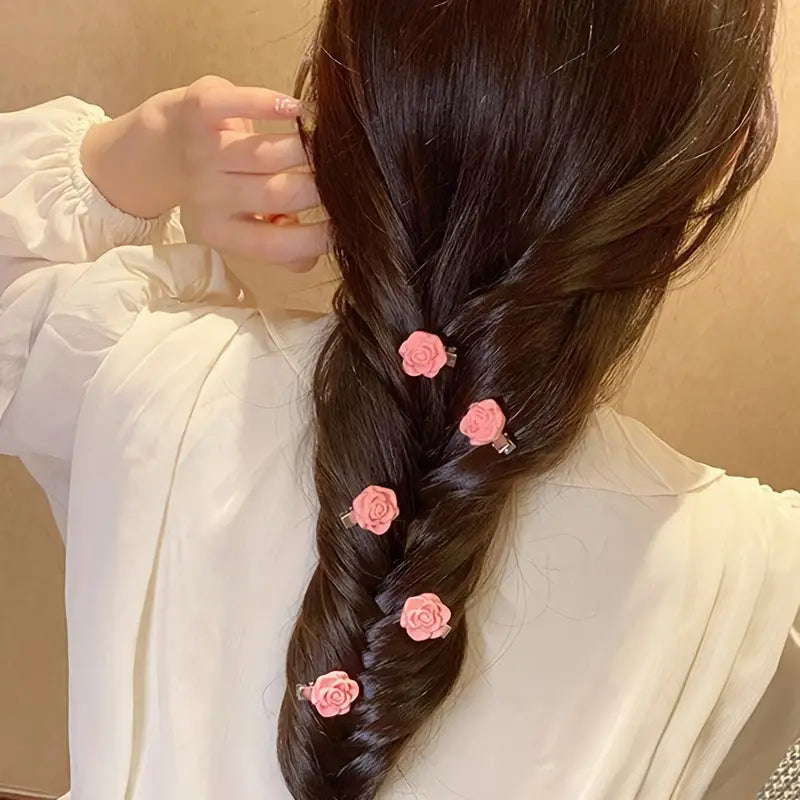 Pink Rose Hair Pins (10)