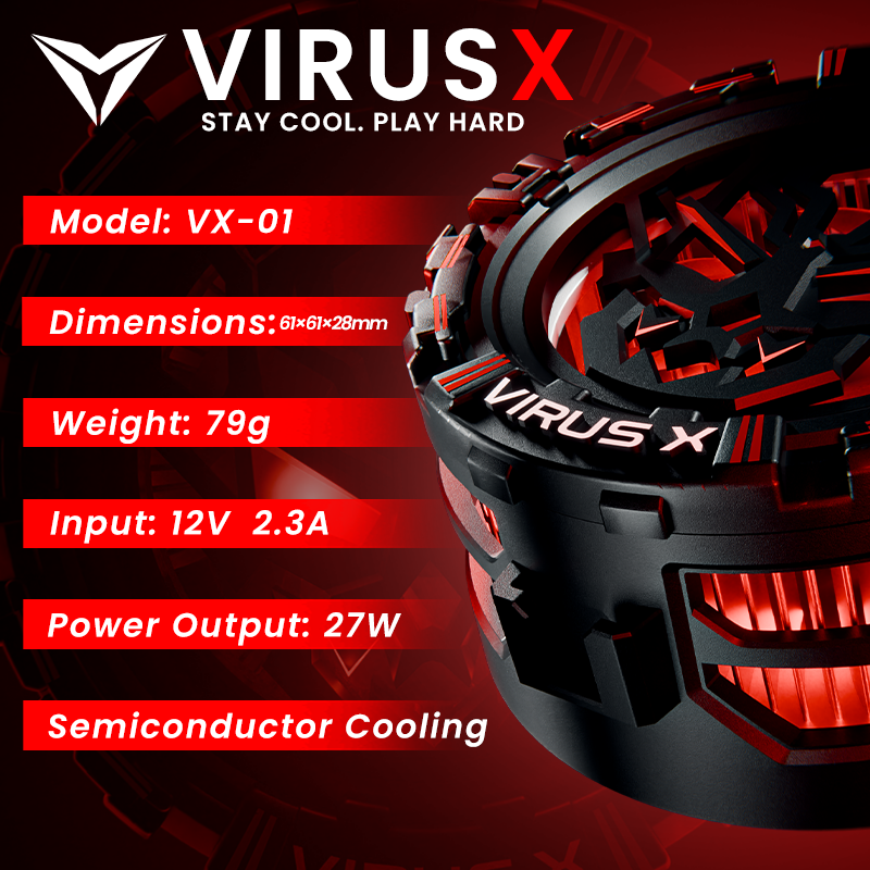 VIRUS X Cooling Fan – Gaming Cooler for Android & iPhone - PUBG | COD | Free Fire