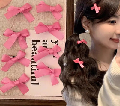 Pink Bow Hair Clips (10)