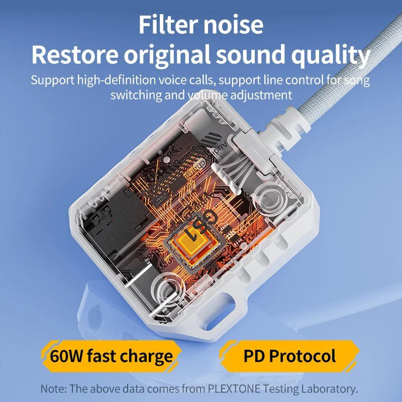 2 in 1 Splitter Type C Plextone GS1 Adapter with Charging - White