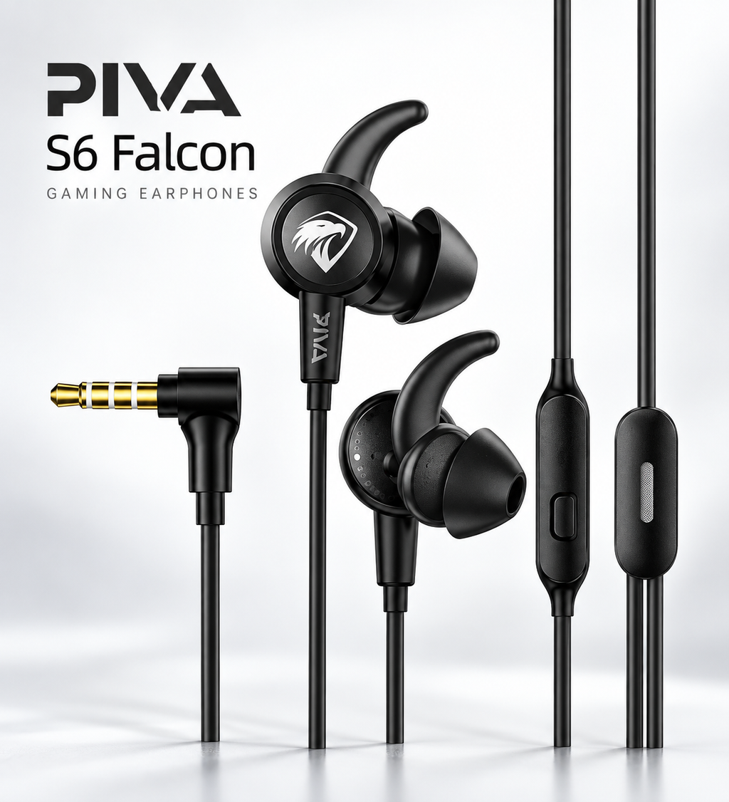 🎮 PIVA S6 Falcon Gaming Earphones – 13mm Stereo Sound | 3.5mm Wired Gaming Headset with HD Mic
