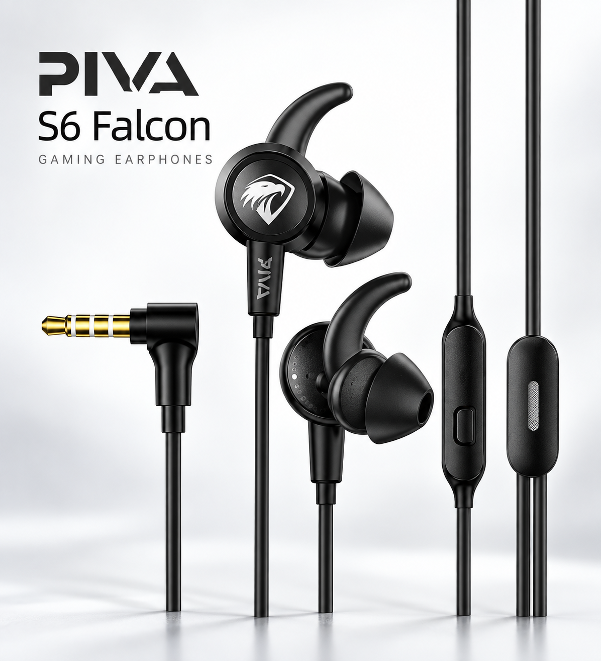 🎮 PIVA S6 Falcon Gaming Earphones – 13mm Stereo Sound | 3.5mm Wired Gaming Headset with HD Mic