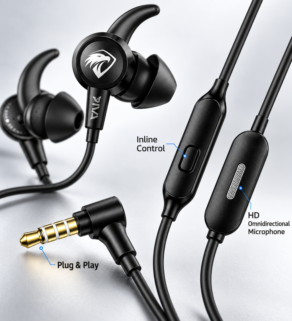 🎮 PIVA S6 Falcon Gaming Earphones – 13mm Stereo Sound | 3.5mm Wired Gaming Headset with HD Mic