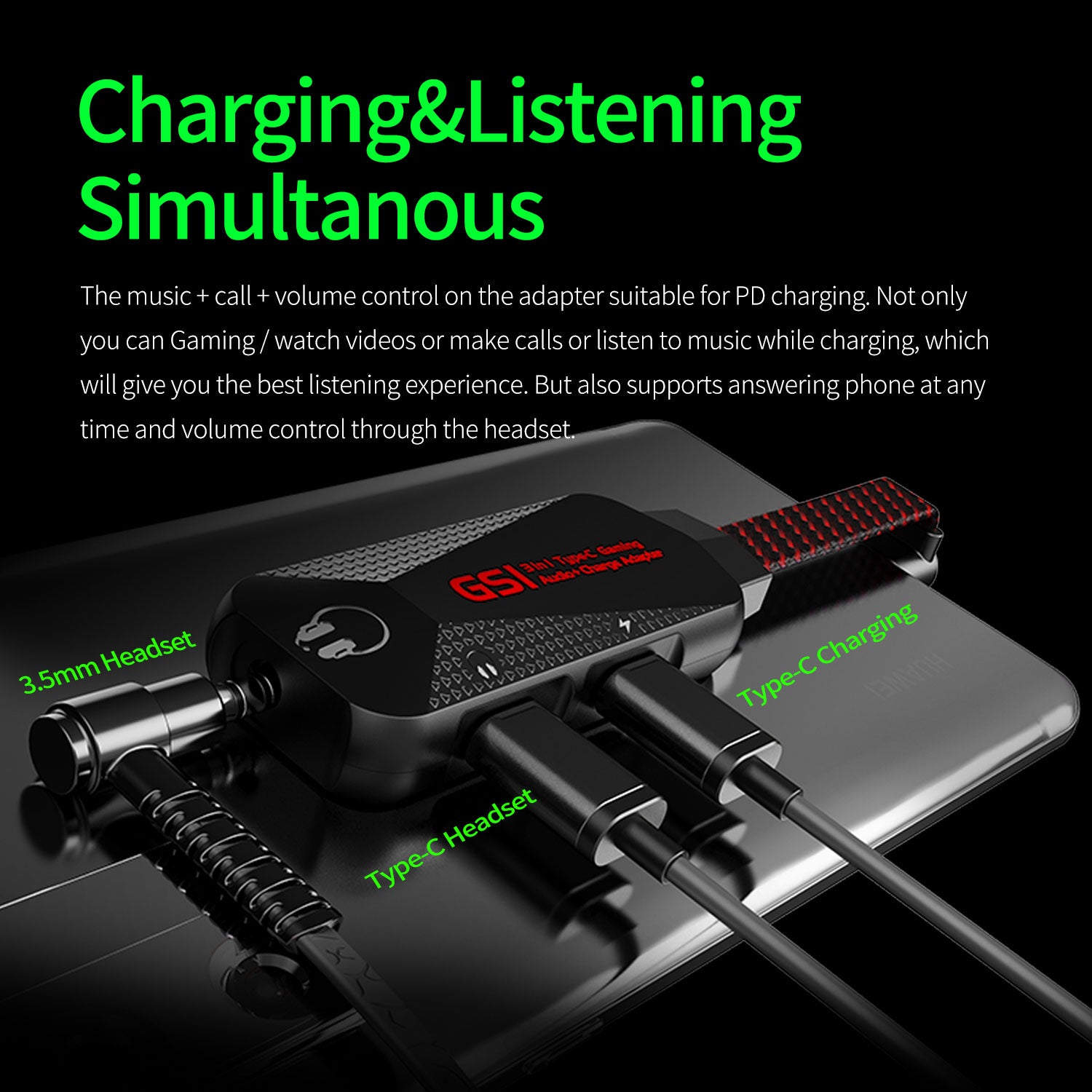 3-in-1 Gaming Splitter Type C Plextone GS1 Mark III.