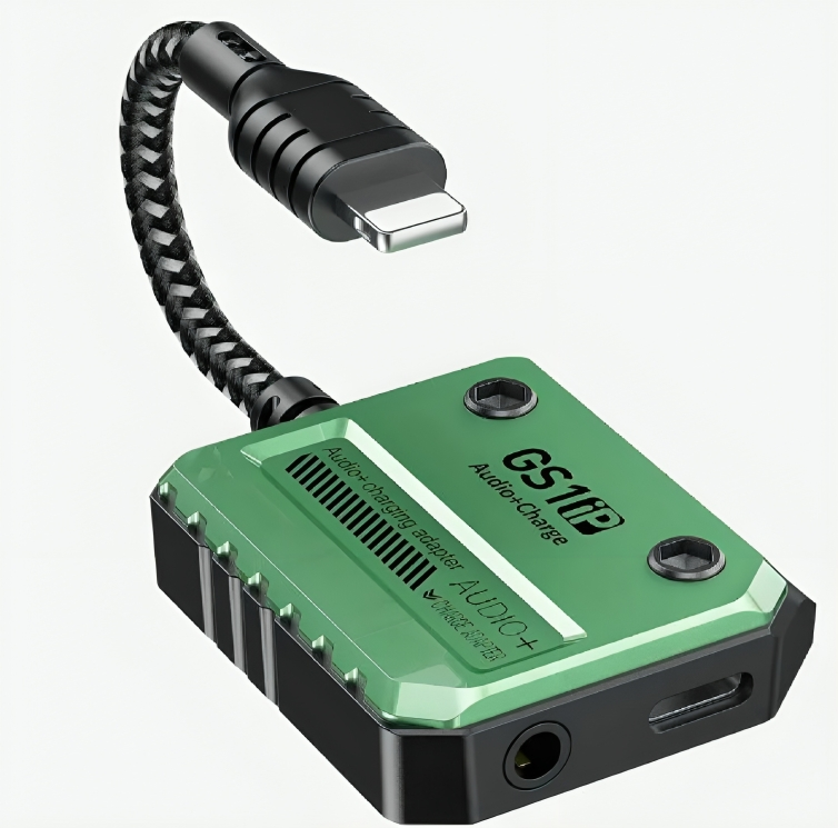 Plextone GS1 iPhone Lightning Splitter Adapter to 3.5mm Converter with PD 30W Fast Charge