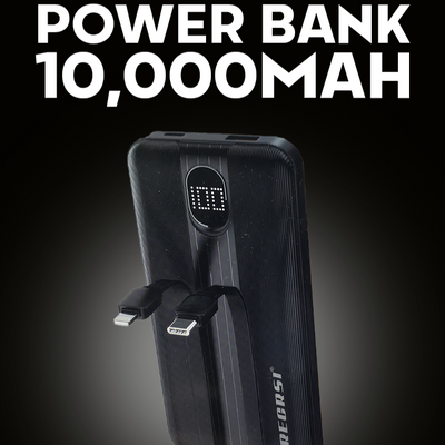 Power Bnak 10000 mAh Portable Charger With Built in Cables RE-PB044