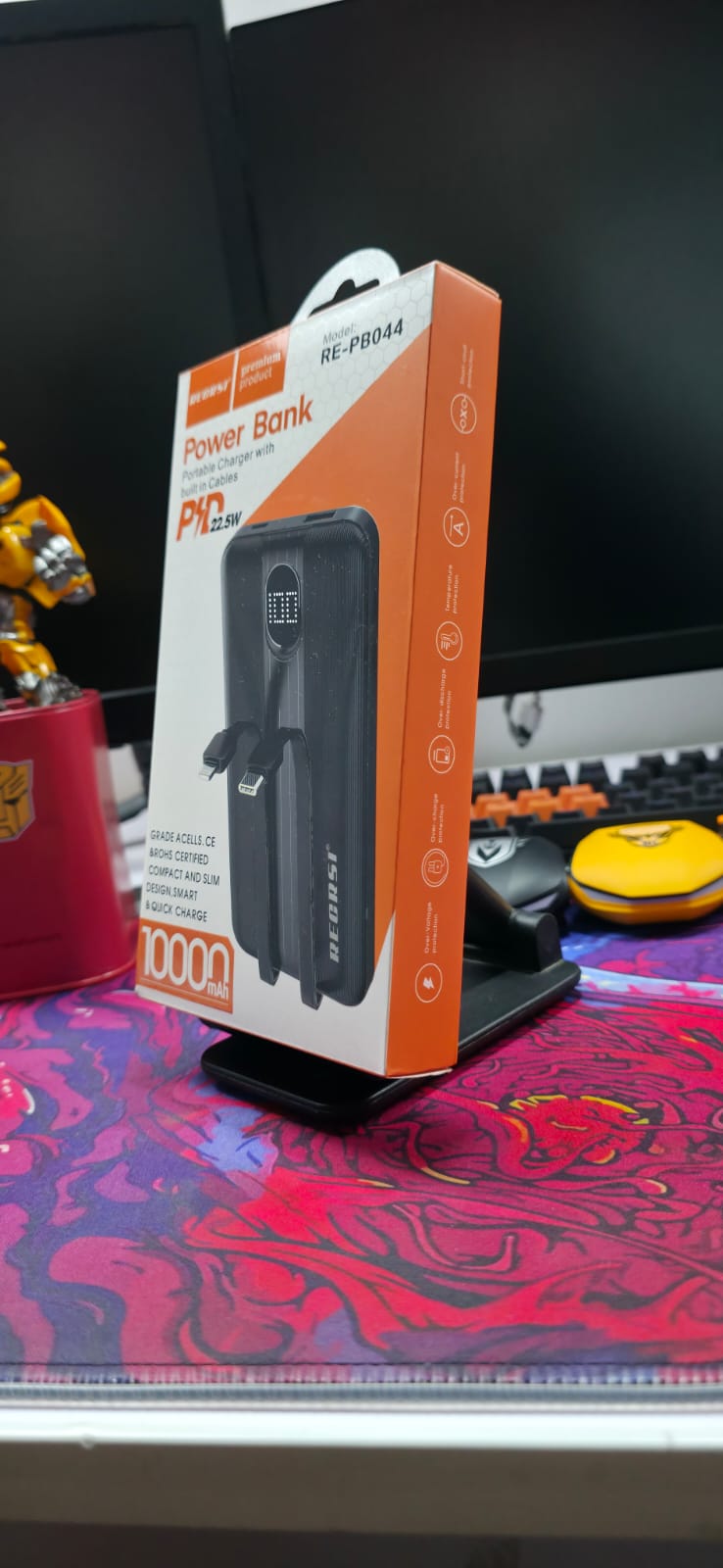 Power Bnak 10000 mAh Portable Charger With Built in Cables RE-PB044