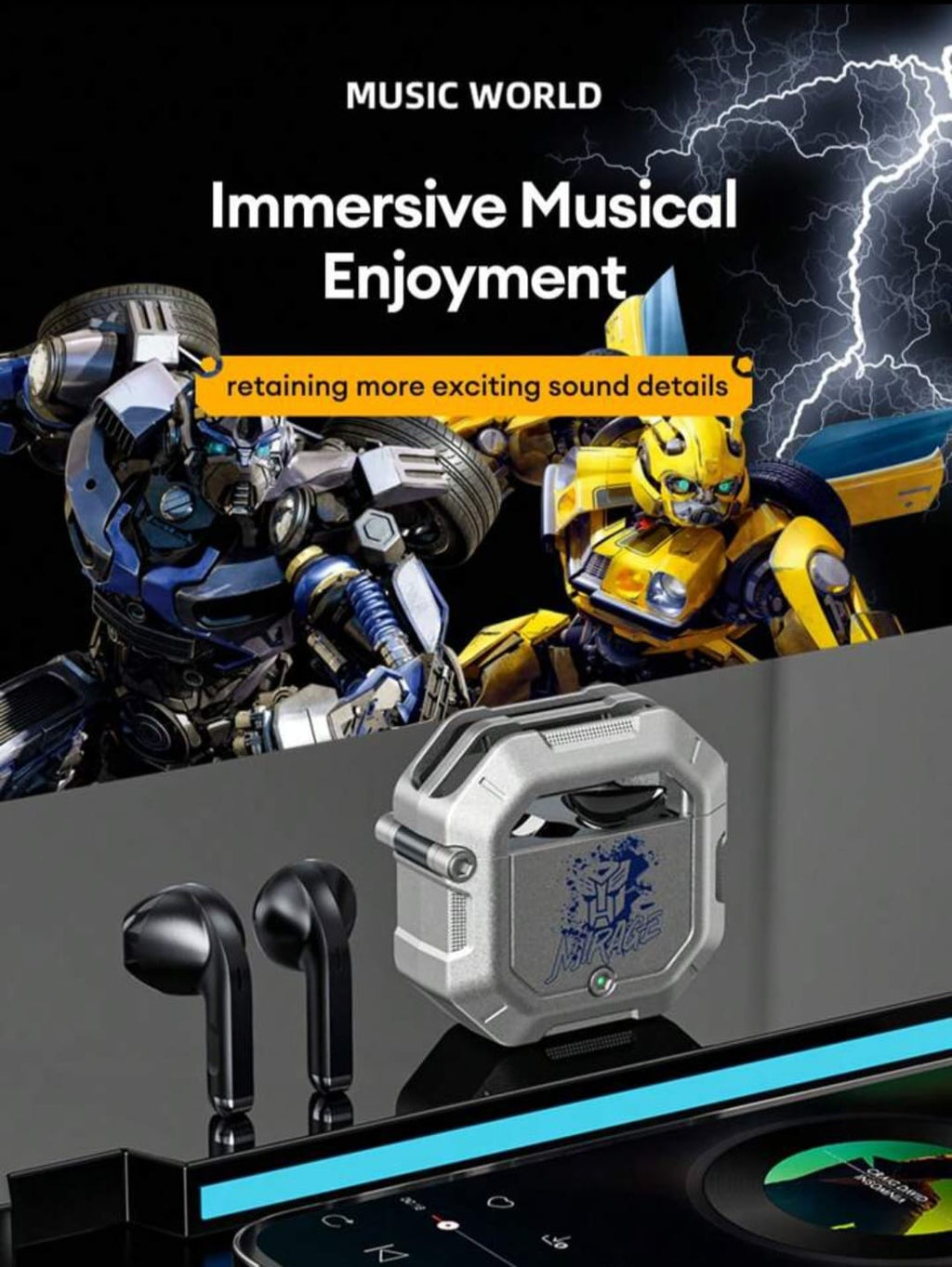 Zero Delay Bumblebee Earbuds T-12 + Thumb Sleeves GIFT