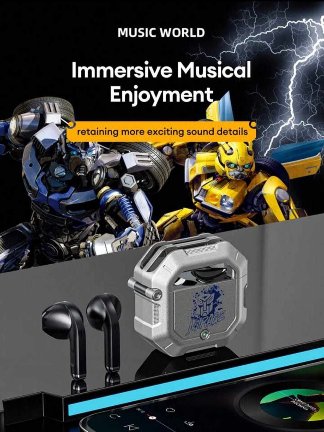 Zero Delay Bumblebee Earbuds T-12 + Thumb Sleeves GIFT