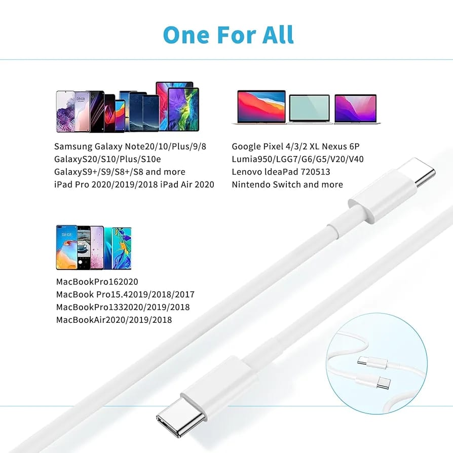 Apple Original Type-C to Type-C Cable | 60W Fast Charging | 1m