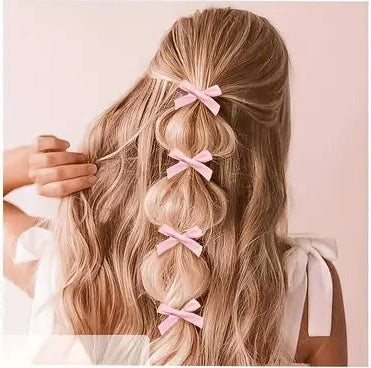 Pink Bow Hair Clips (10)
