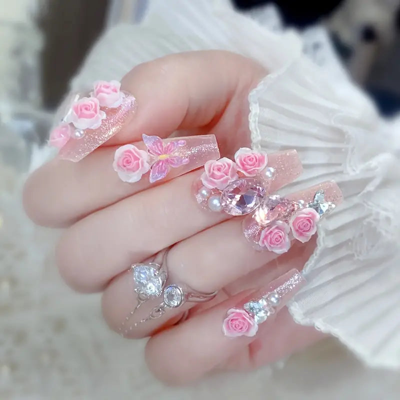 3D Fairy Rose Nails