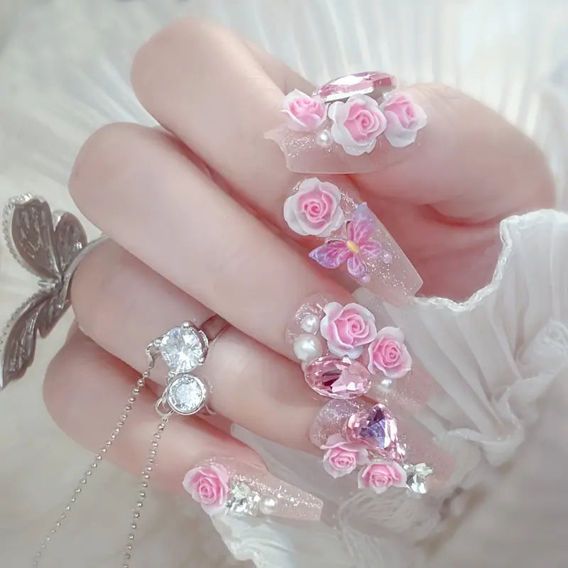 3D Fairy Rose Nails