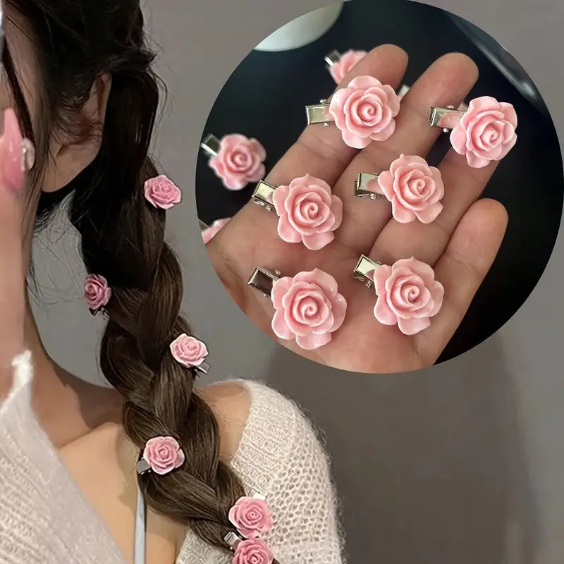 Pink Rose Hair Pins (10)