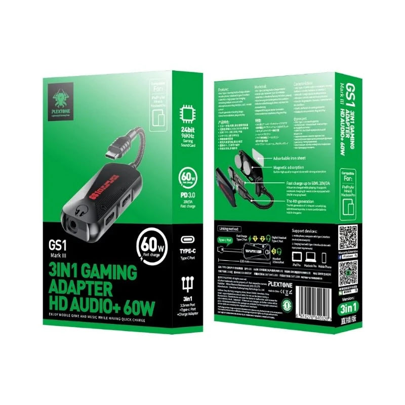 3-in-1 Gaming Splitter Type C Plextone GS1 Mark III.